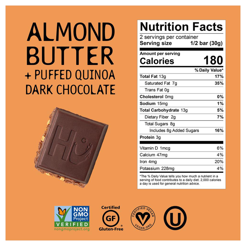 Hu Dark Chocolate Almond Butter and Puffed Quinoa Bar 2.1oz