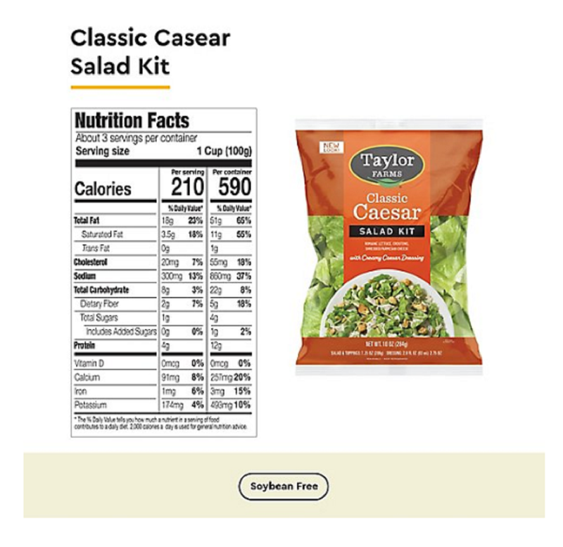 Taylor Farms Classic Caesar Salad Kit - 10oz