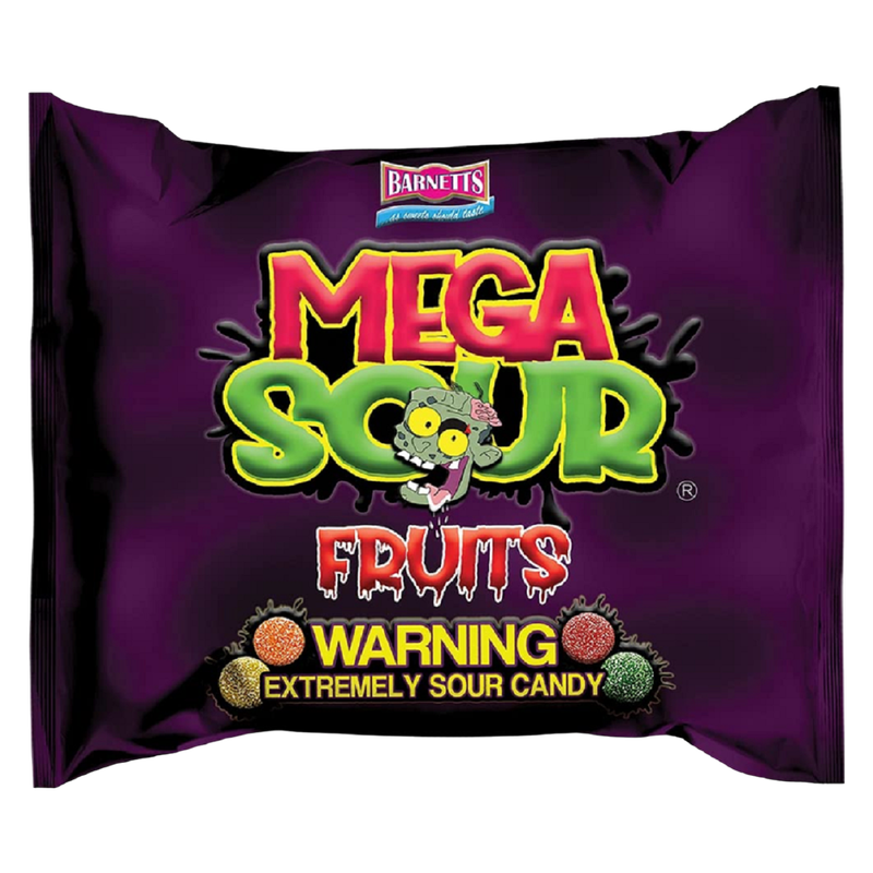 Barnetts Mega Sour Assorted Fruits Bag, 3.2oz