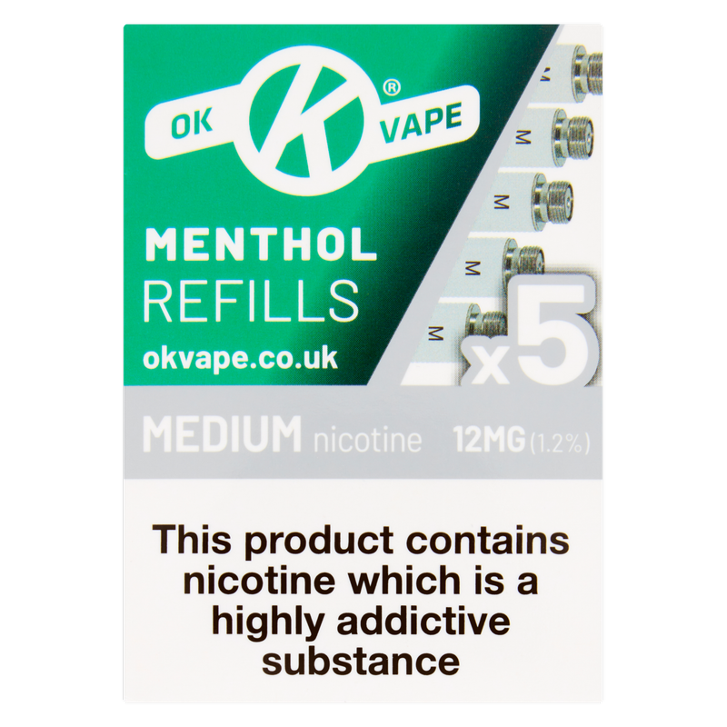 OK Vape Menthol Refills Medium 12mg, 5pcs