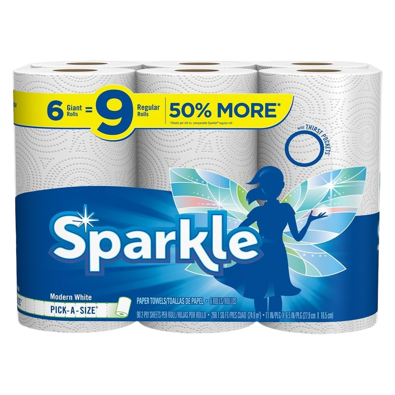 Sparkle Pick-A-Size Giant Paper Towels 6pk