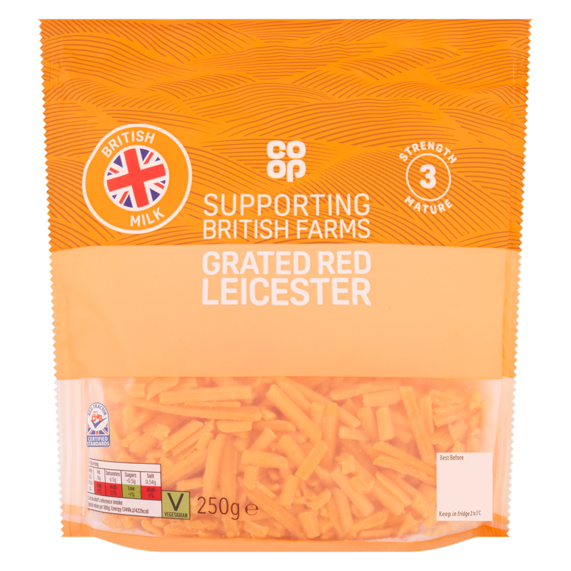 Co-op British Grated Red Leicester, 250g