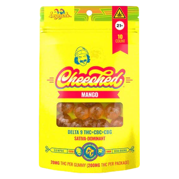Cheech and Chong's CHEECHED Mango Legends Gummies, 20 mg THC, 5 mg CBC, 5 mg CBG, 10ct