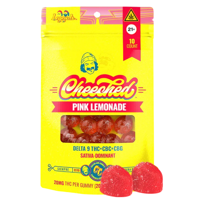 Cheech and Chong's CHEECHED Pink Lemonade Legends Gummies, 20 mg THC, 5 mg CBC, 5 mg CBG, 10ct