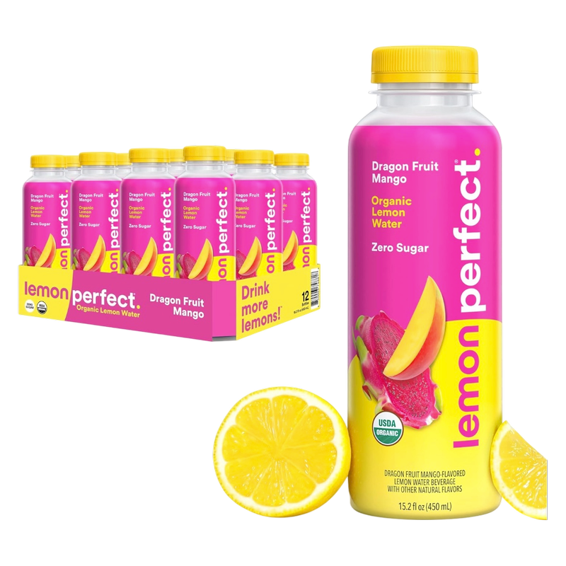 Lemon Perfect Dragon Fruit Mango Hydrating Lemon Water 12pk 15.2oz Bottle