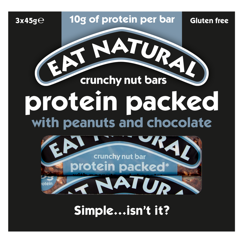 Eat Natural Crunchy Protein Nut Bars with Peanuts & Chocolate, 3 x 45g