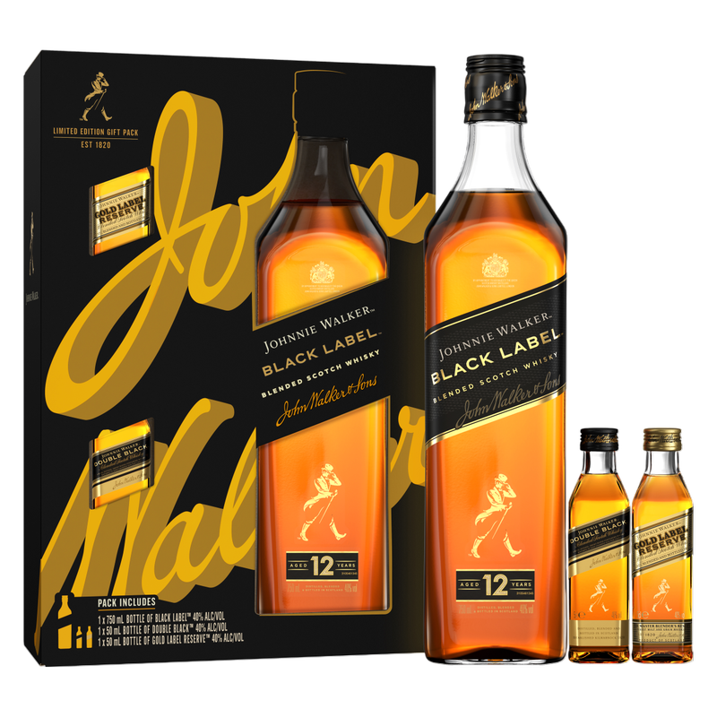 Johnnie Walker Black Label Scotch Gift Set 750ml (80 Proof)