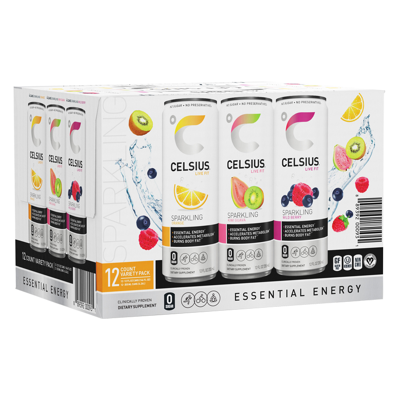CELSIUS Sparkling Variety Pack, Essential Energy Drink 12pk 12oz Can