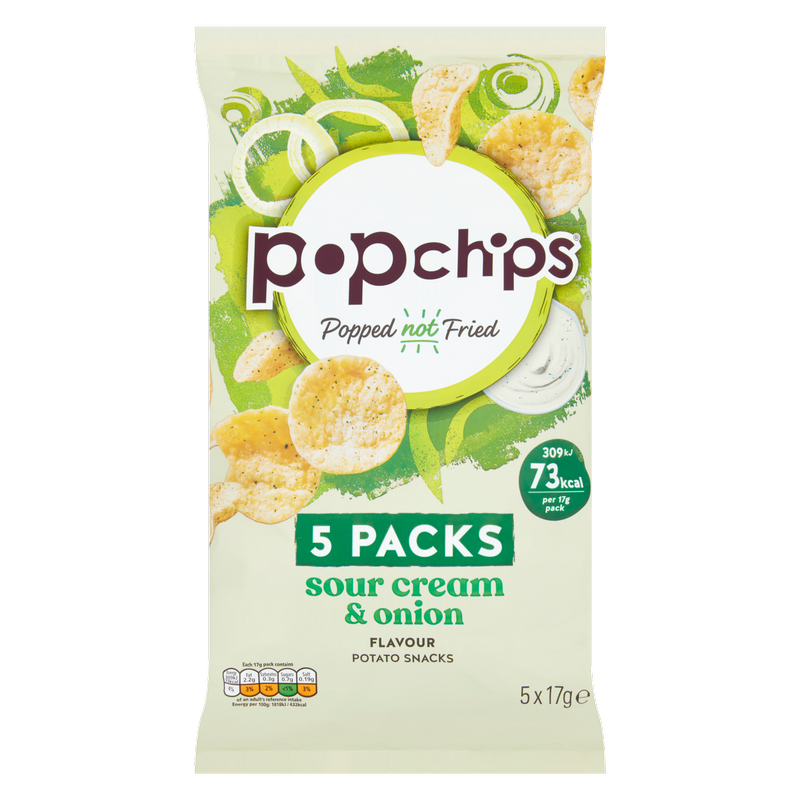 Popchips Sour Cream & Onion, 5 x 17g