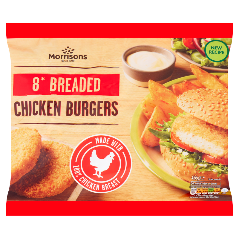 Morrisons 8 Chicken Burgers, 456g