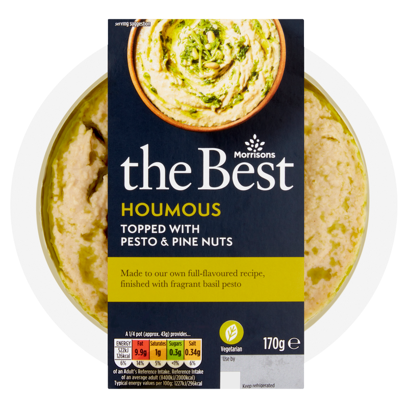 Morrisons The Best Houmous Topped With Pesto & Pine Nuts, 170g
