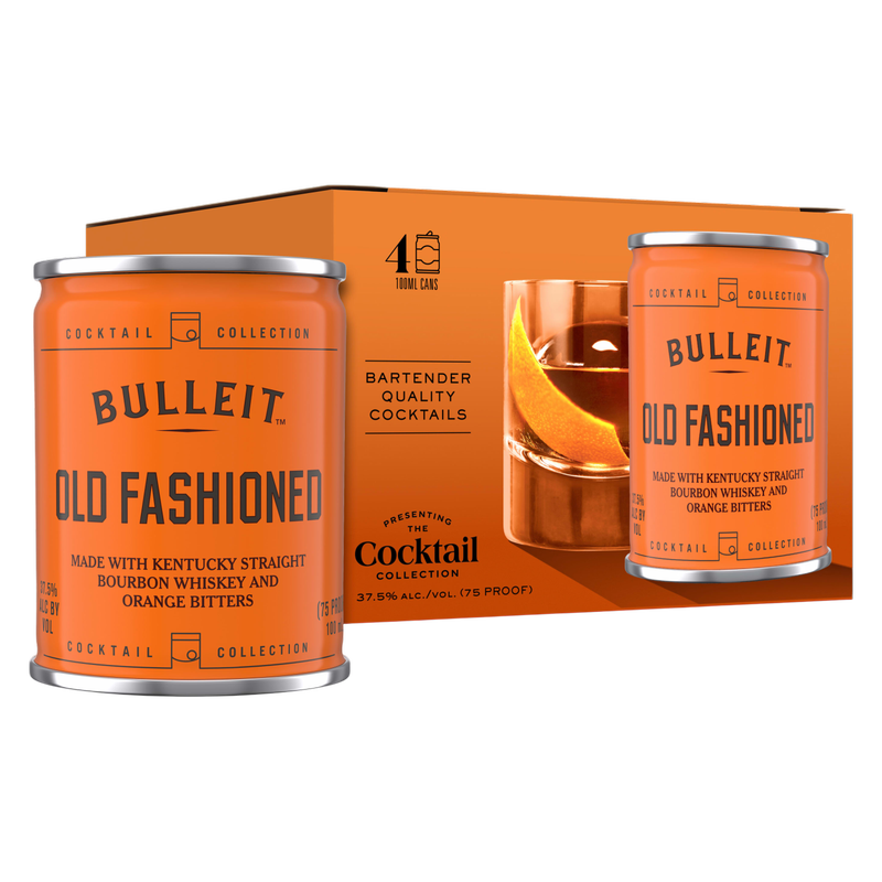 Bulleit Old Fashioned Cocktail, 100 mL Cans, 4 Pack