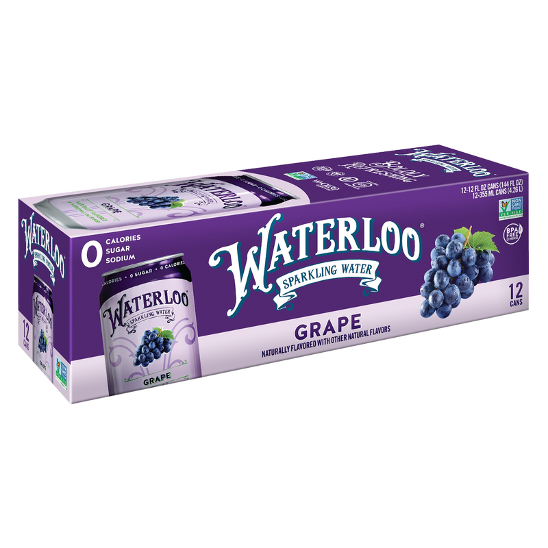 Waterloo Sparkling Grape Water 12pk 12oz Can