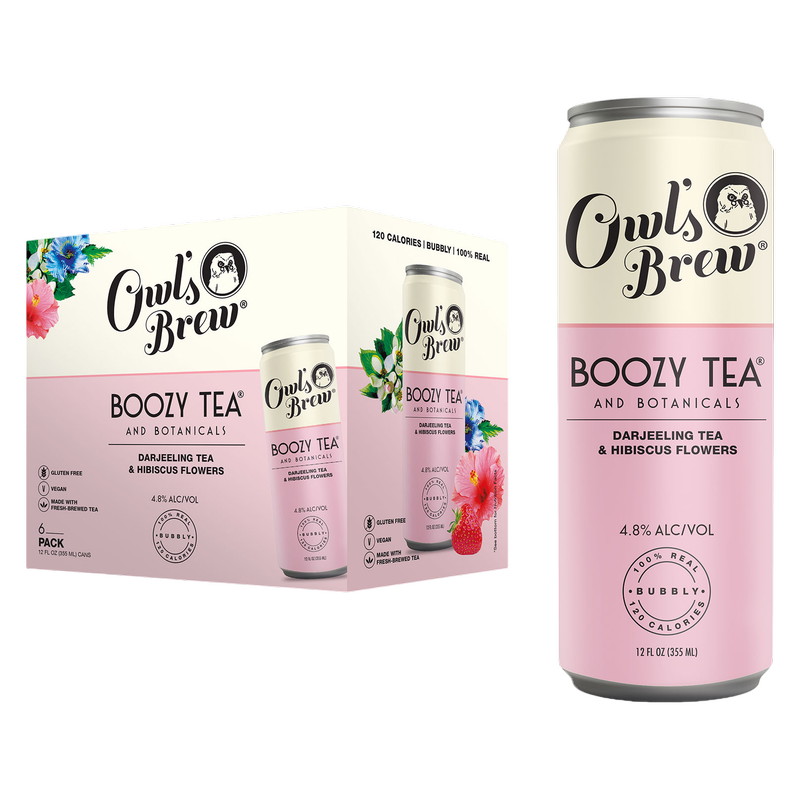 Owl's Brew Pink Boozy Tea 6pk 12oz Can 4.8% ABV