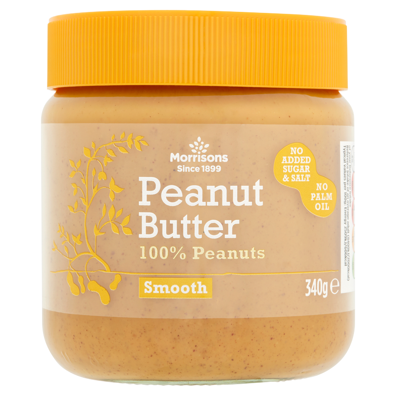 Morrisons Smooth Peanut Butter No Sugar Added, 340g
