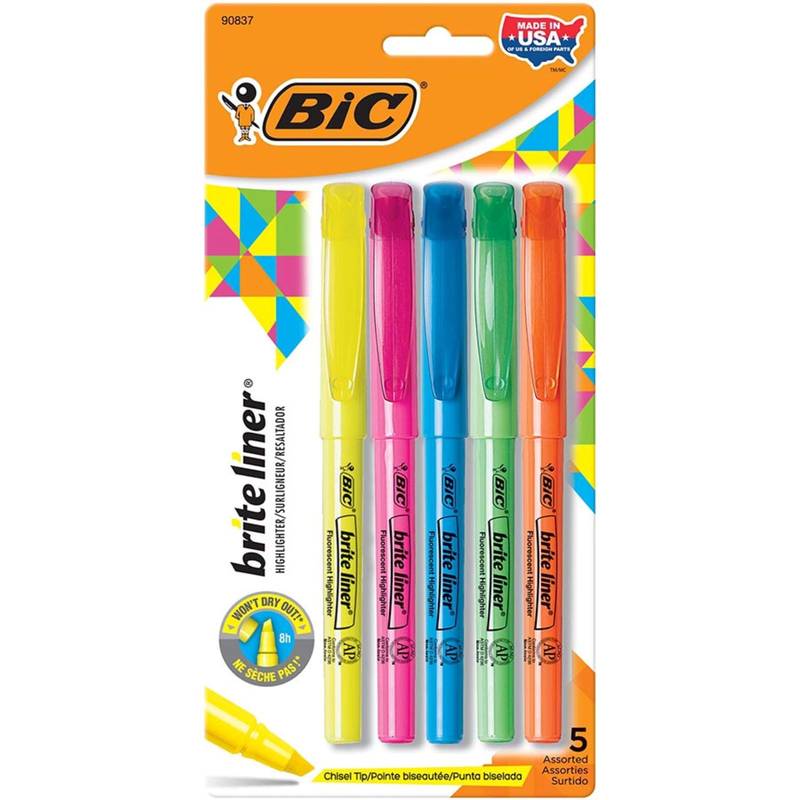 BIC 5pk Highlighter Brite Liner Assorted