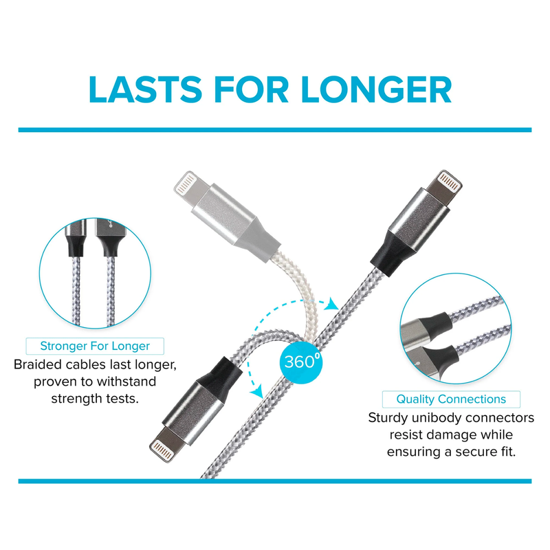 Maplin 1m iPhone Lightning to USB-A Braided Cable, 1pcs