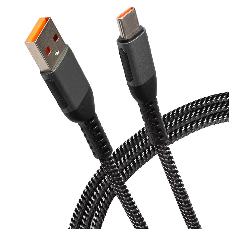 Maplin 1m USB-C to USB-A Braided Cable, 1pcs