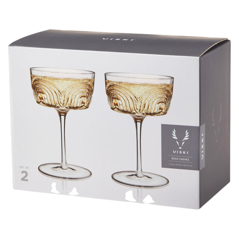 Viski Deco Beau Crystal Coupe Glasses S/2