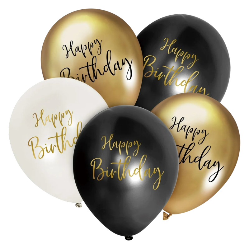Nutmeg Metallic Happy Birthday Latex Balloons, 10pcs