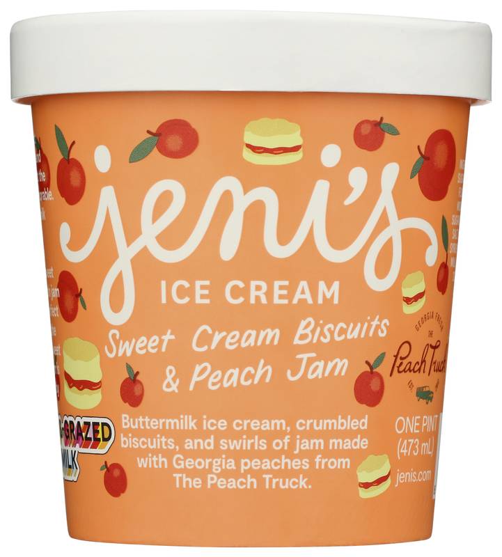 Jeni's Sweet Cream Biscuits with Peach Jam Ice Cream, 16oz