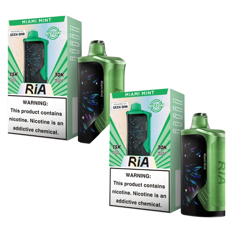 2 Ria NV30K Miami Mint 5% 15ml Disposable Vape