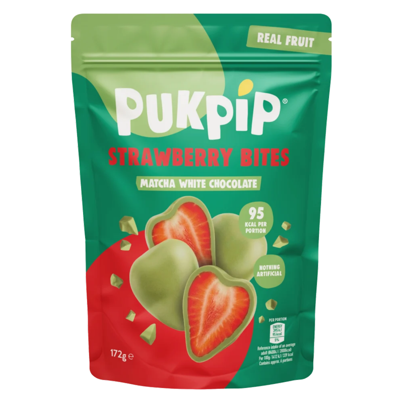 Pukpip Matcha White Chocolate Strawberry Bites, 172g
