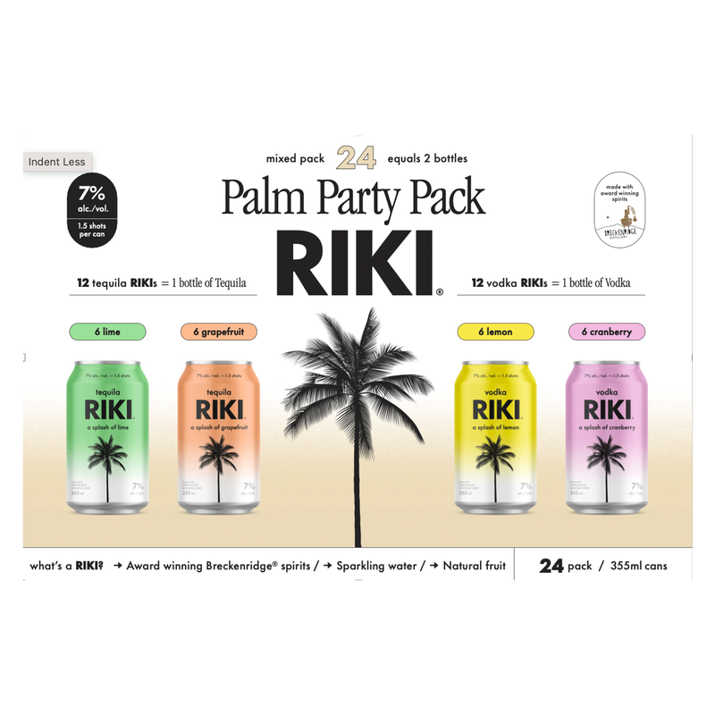 RIKI Palm Party Mixed Tequila & Vodka 24pk 12oz (14 Proof)