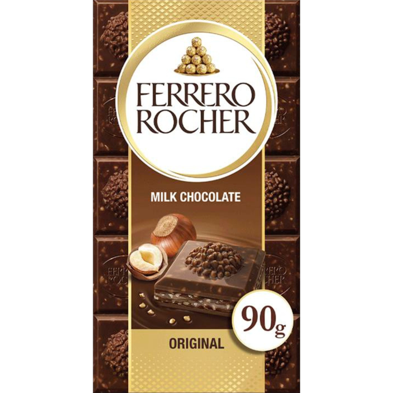 Ferrero Rocher Milk Chocolate Bar, 90g
