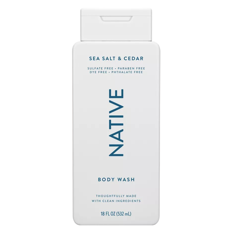 Native Body Wash, Sea Salt & Cedar, Sulfate Free, 18 oz