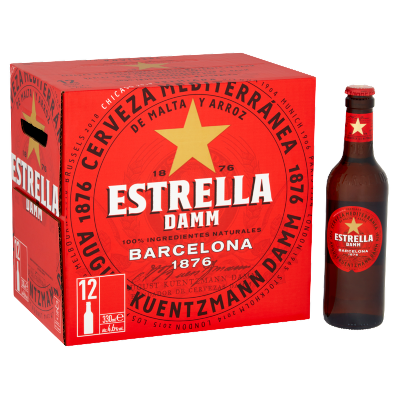 Estrella Damm Lager Beer, 12 x 330ml