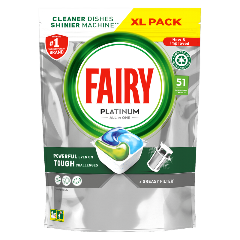 Fairy All In One Dishwasher Tablets Lemon, 51pcs