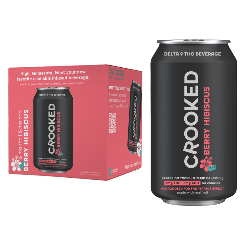 Crooked Beverage THC 5mg Berry Hibiscus 4pk 12oz Can