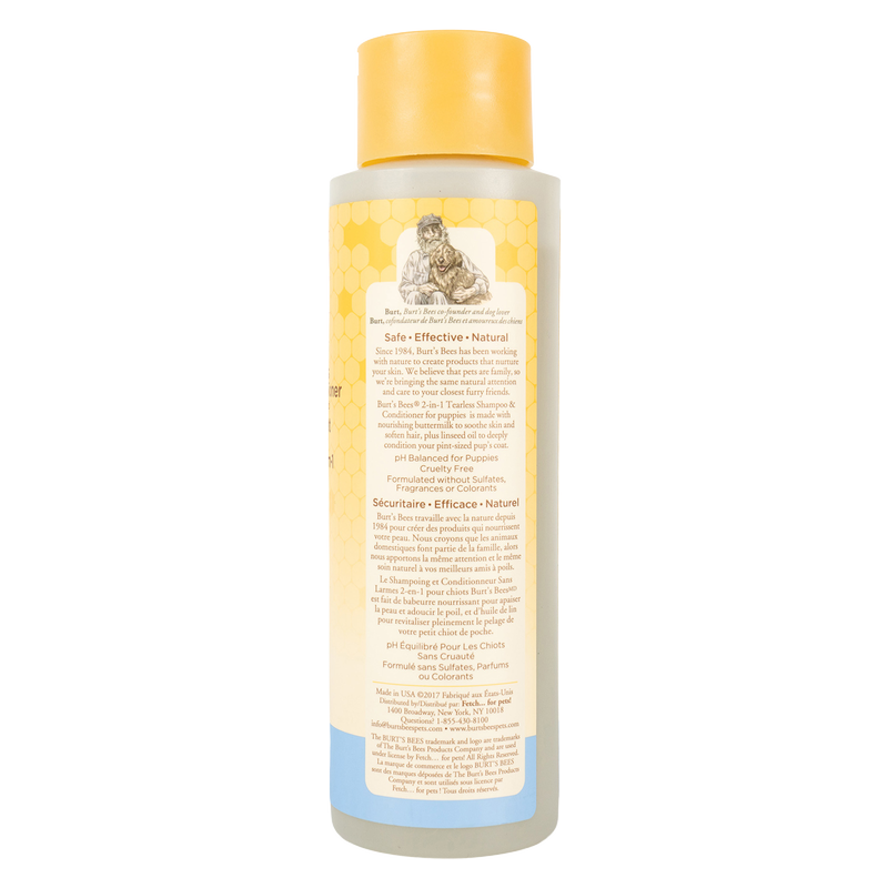 Burts Bees Tearless 2 in 1 Shampoo and Conditioner for Puppies with Buttermilk & Linseed Oil 16oz