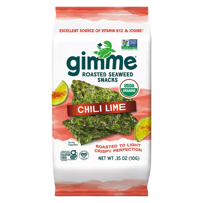 Gimme Seaweed Premium Organic Roasted Seaweed Snack, Chili Lime 0.35oz