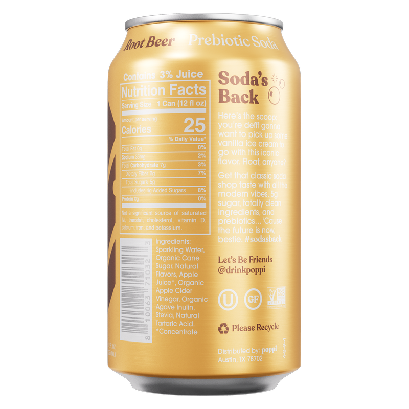 Poppi Prebiotic Soda Root Beer 12oz Can