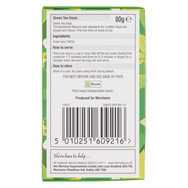 Morrisons 40 Green Oasis Tea Bags, 80g