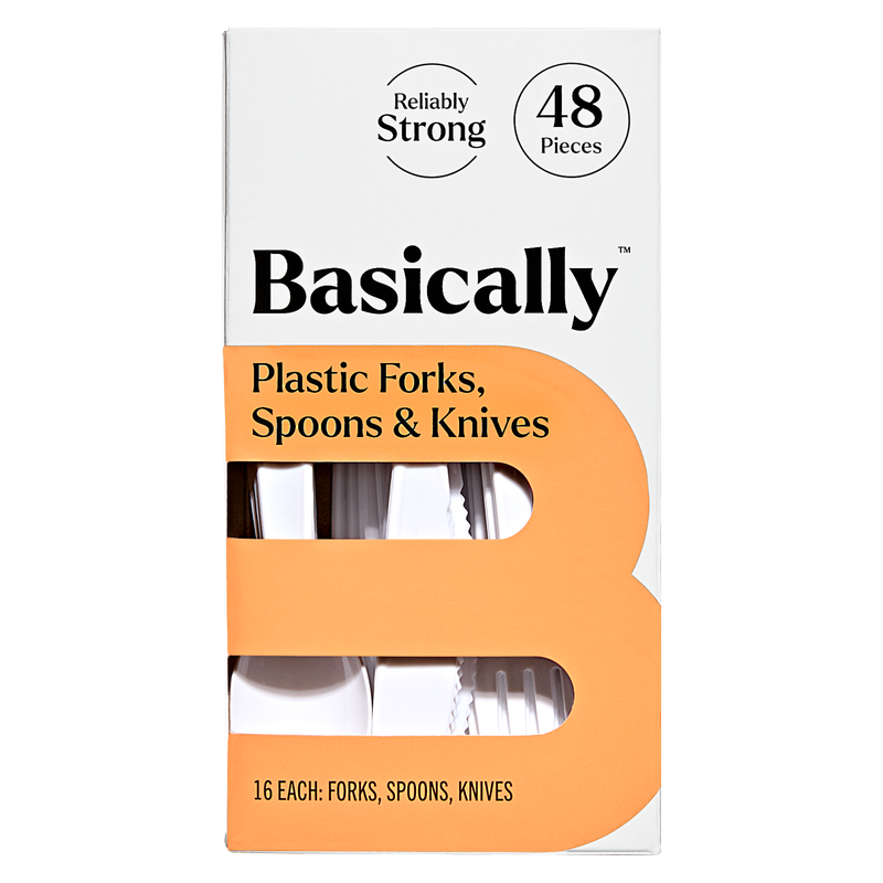 Basically Plastic Forks, Spoons, and Knives 48 Ct