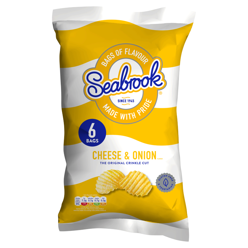 Seabrook Cheese & Onion Crisps, 6 x 25g