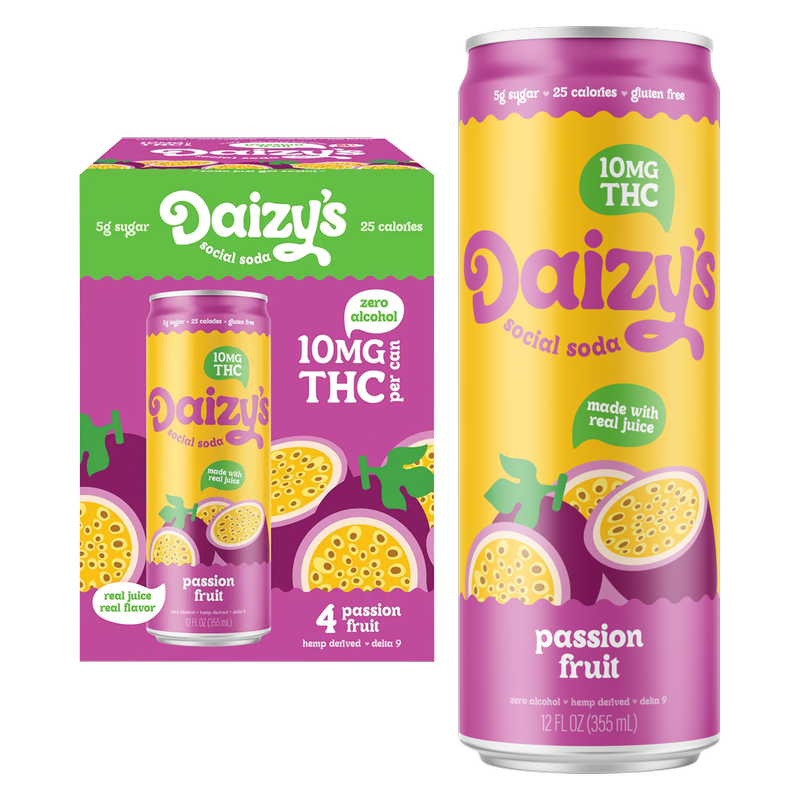 Daizy's 10mg THC Passion Fruit Soda 4pk 12oz Can