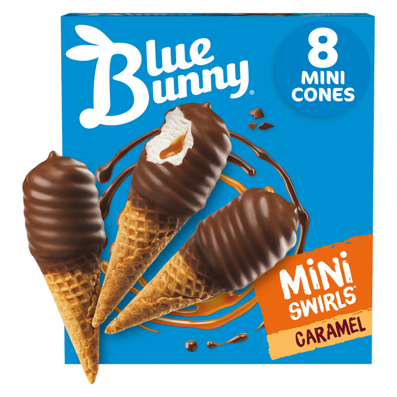 Blue Bunny Caramel Mini Swirls Dipped Cones 8ct