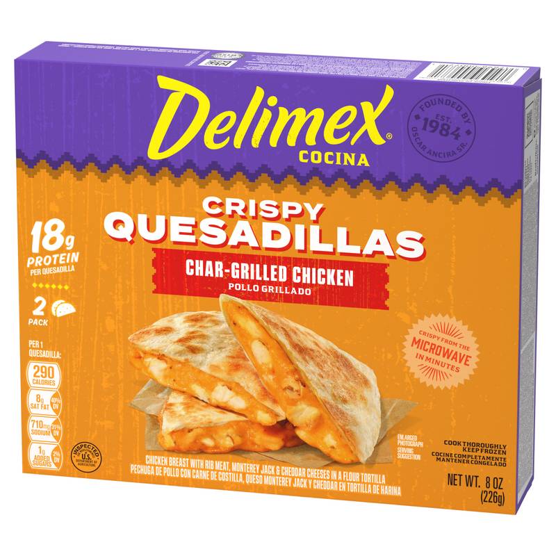 Delimex Char-Grilled Chicken Crispy Quesadillas, 8oz. 