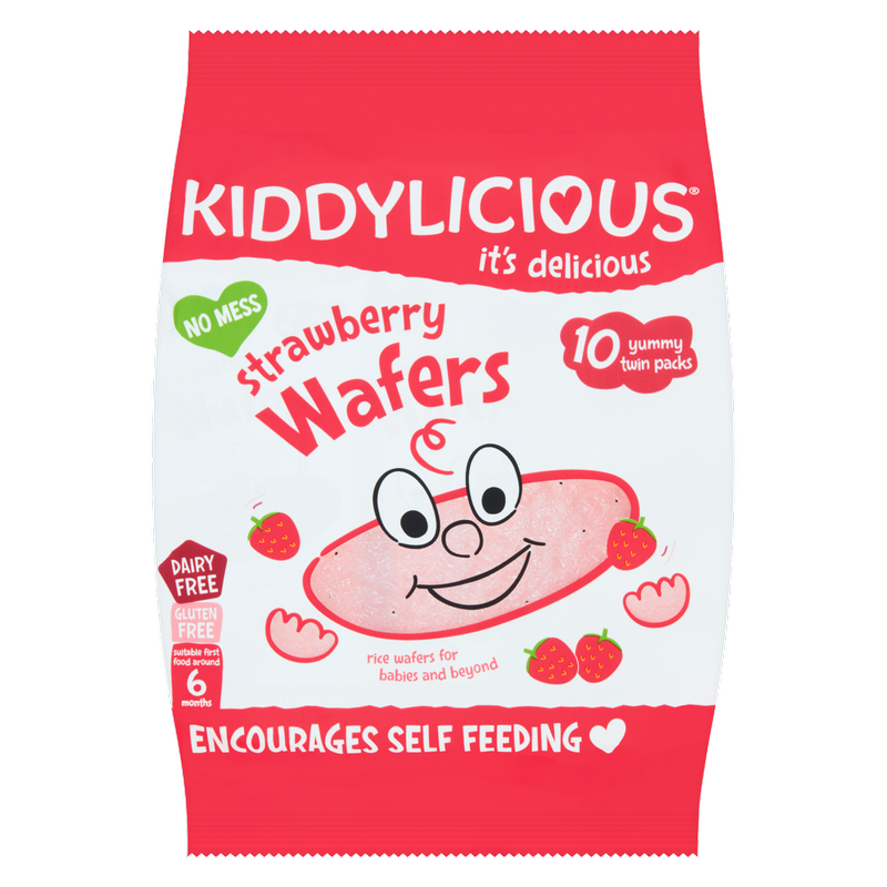 Kiddylicious Strawberry Wafers 6m+, 10 x 4g