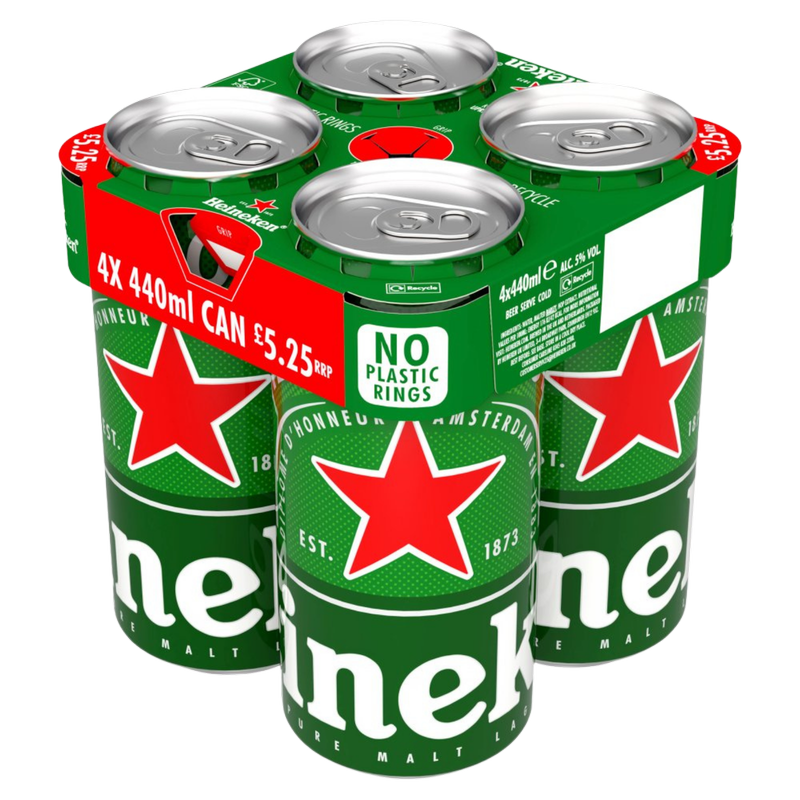 Heineken Premium Lager 4pk 440ml Can 5.0% ABV