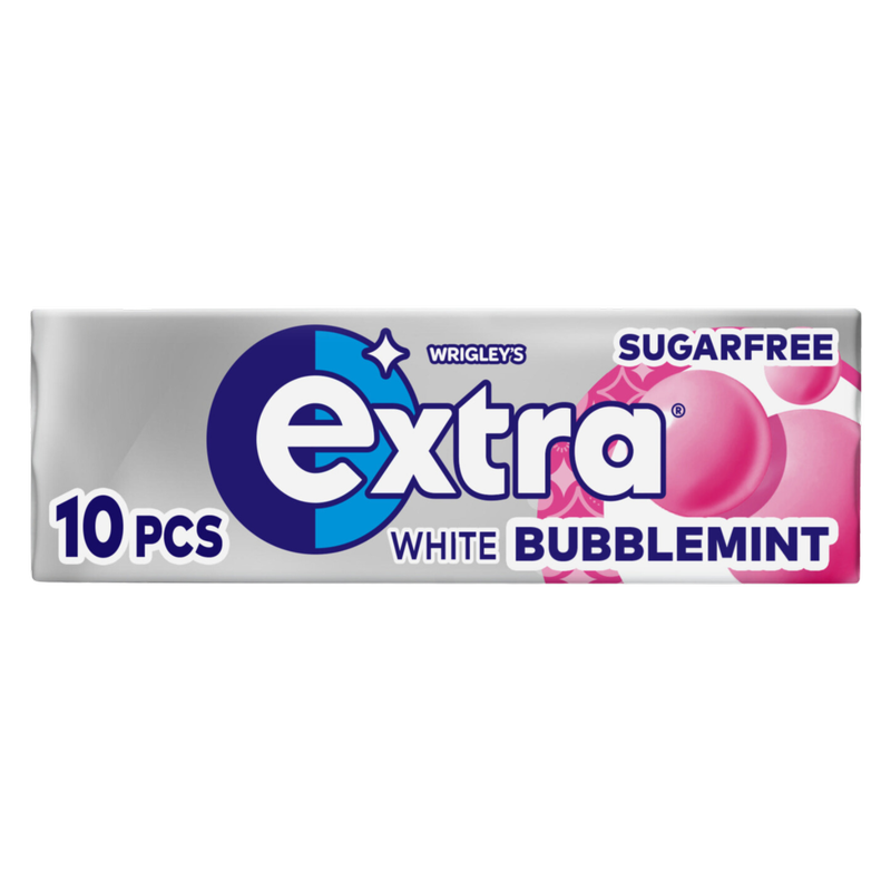 Wrigley's Extra White Bubblemint Gum, 10pcs