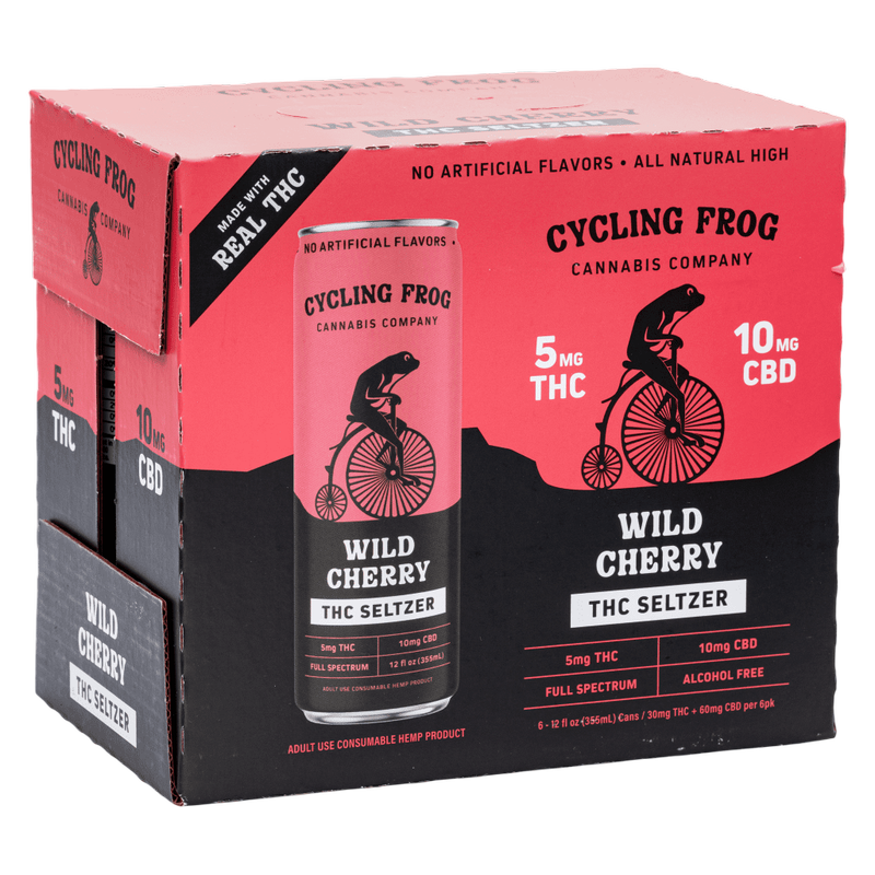 Cycling Frog 5mg THC Wild Cherry Seltzer 6pk 12oz Can - Delivered In As