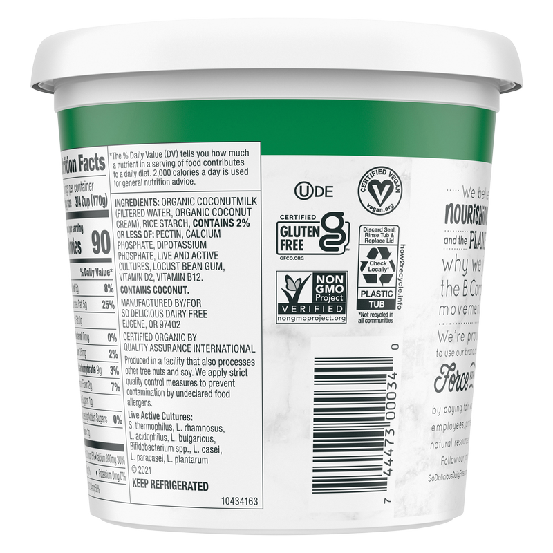 So Delicious Dairy Free Unsweetened Coconut Milk Yogurt Alternative - 24oz