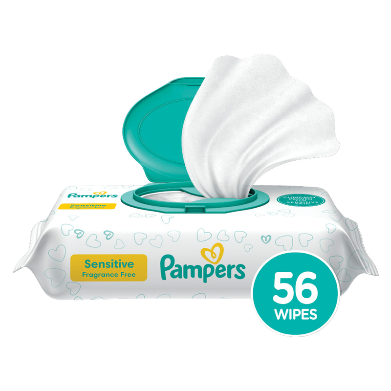 Pampers Sensitive Fragrance Free Baby Wipes 1X Pop-Top 56ct