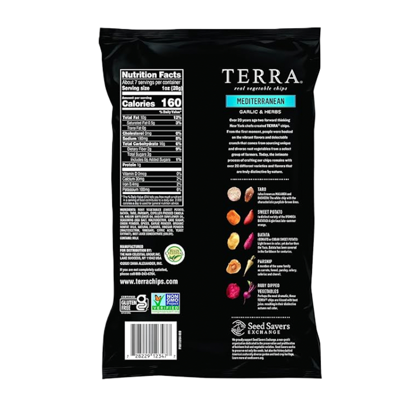 Terra Vegetable Chips  Mediterranean Garlic & Herbs 6.8oz