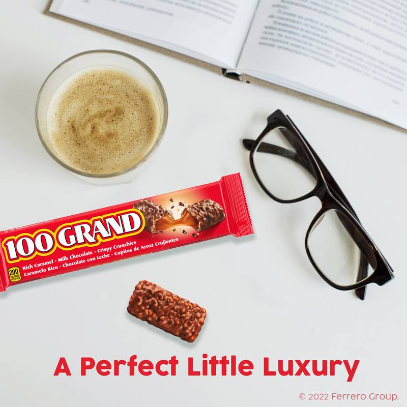 100 Grand, Crispy Milk Chocolate with Caramel, 3 piece Share Pack Candy Bars, 2.2 oz